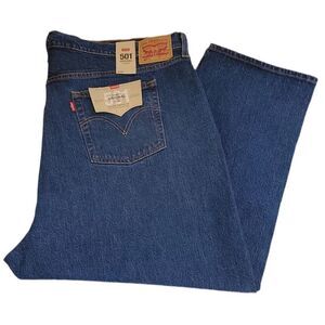 Levi's Original 501 High Rise Straight Leg Cropped Plus Size Denim Blue Jeans